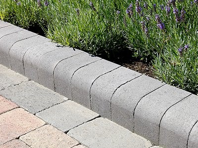 Bull nosed charcoal kerbs