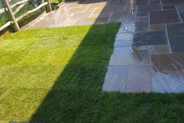 Slabbed Patio with Doorstep and Sleeper Flower Bed in Canterbury (6)